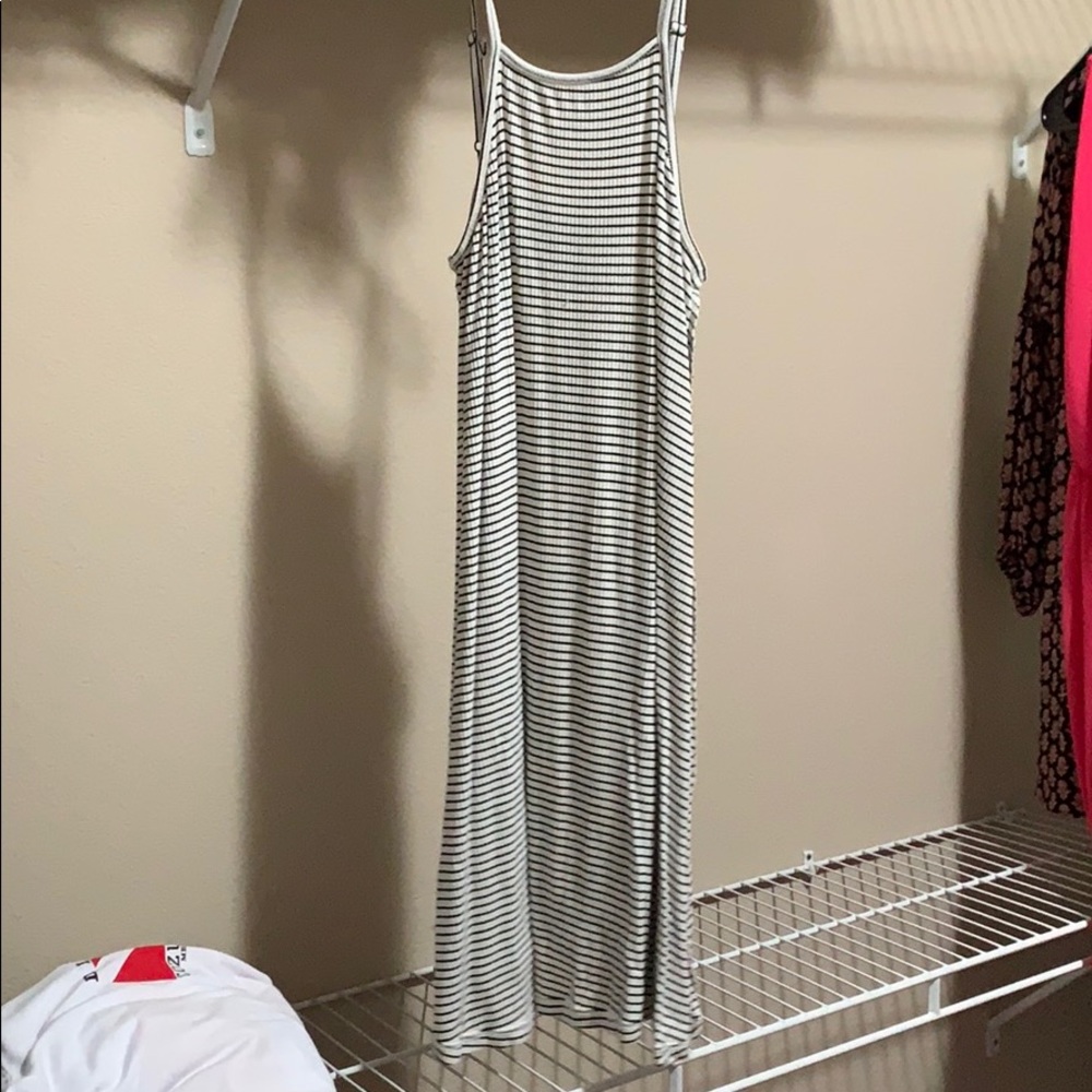 black and white striped dress